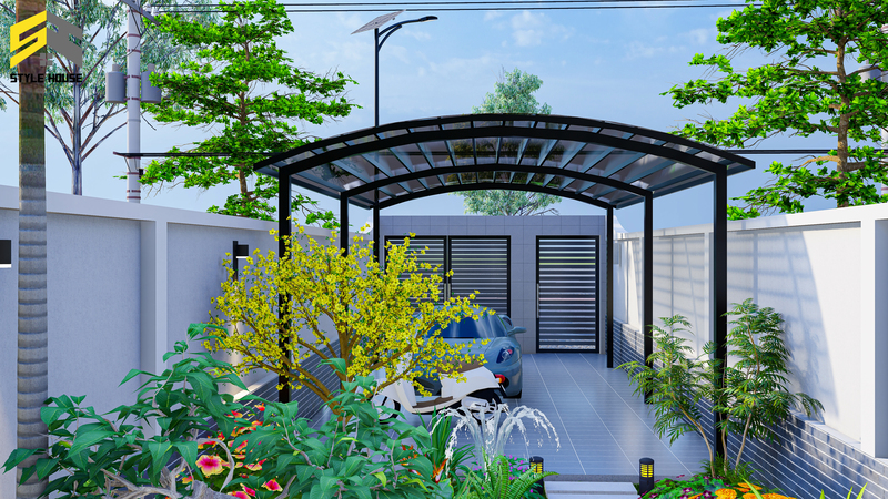 Sân vườn đẹp nhà 5x20 m có gara ô tô