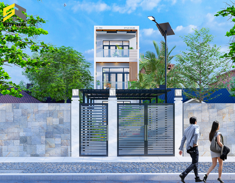 Sân vườn đẹp nhà 5x20 m có gara